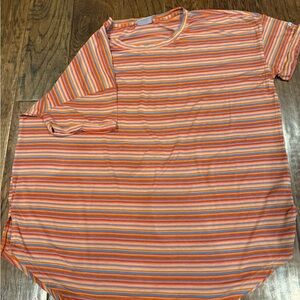Women’s Orange Multi-Stripe Short Sleeve Shirt